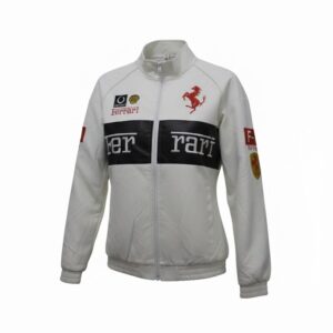 Ferrari Scuderia Racing Bomber Jacket – White & Black Moto Streetwear