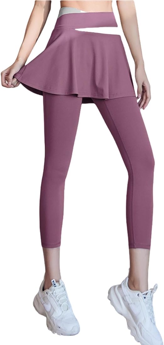 women’s skirted leggings with built-in skirt and full length tights modest activewear comfortable stretch fitness wear