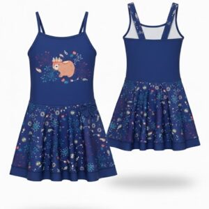 Over Wave Girls' "Boho Bear" Skirted Swimsuit