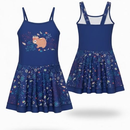 Over Wave Girls' "Boho Bear" Skirted Swimsuit