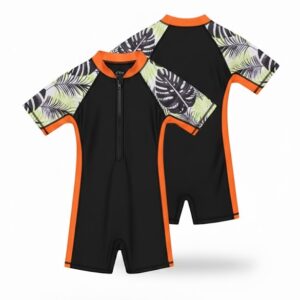 Betrue Sport Junior Tropical Leaf Short-Sleeve Surf Suit