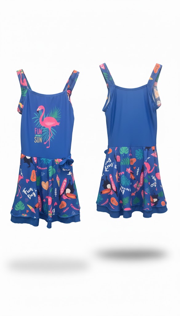 Girls' "Fun in the Sun" Flamingo Swim Dress