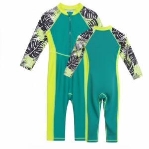Children’s Long Sleeve Front-Zip Tropical Swimsuit
