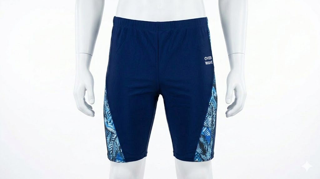 Over Wave men’s knee-length swim jammers competitive swimwear quick dry stretch swimming shorts for training and racing